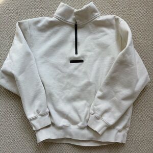 Essentials White Zip-Up Men's Sweater